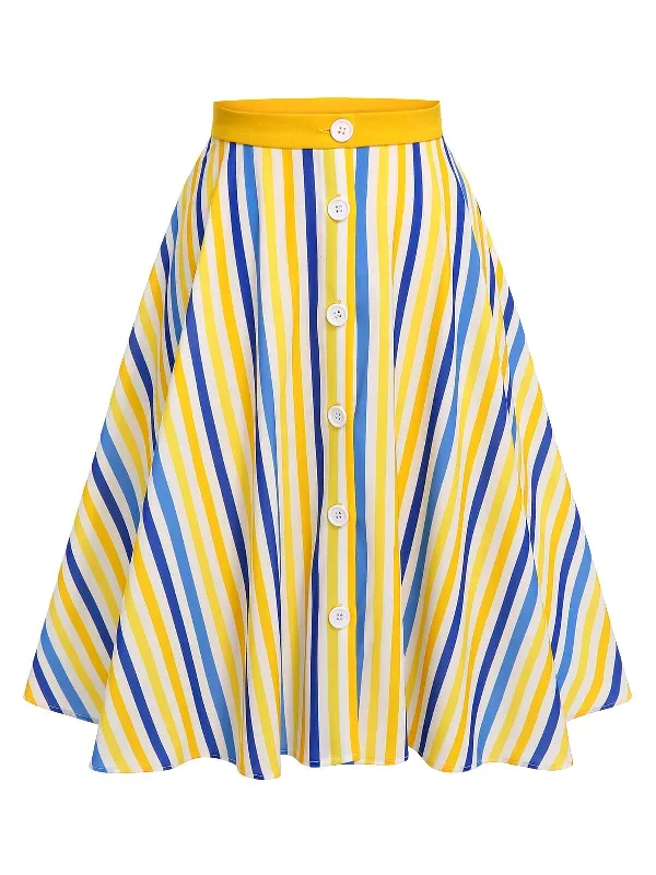 1950s-yellow-white-blue-striped-button-skirt