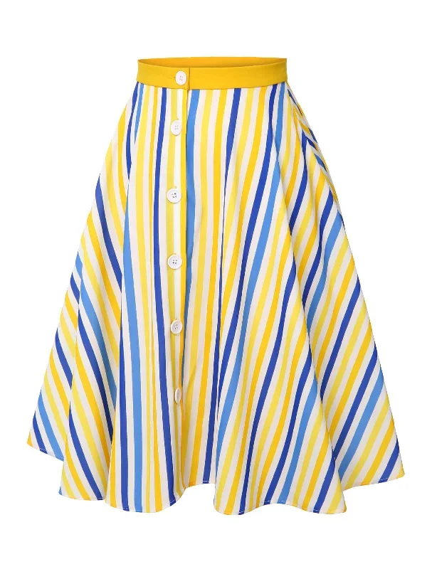 1950s-yellow-white-blue-striped-button-skirt