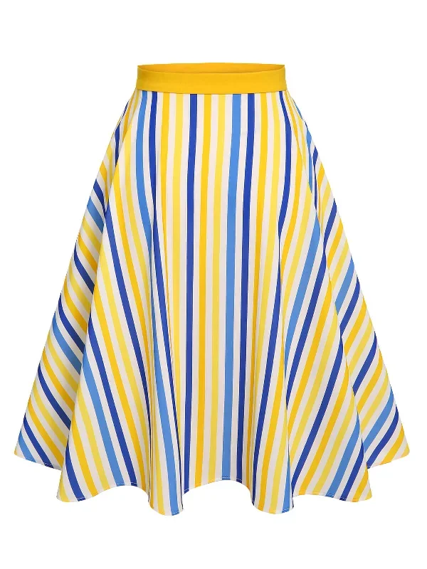 1950s-yellow-white-blue-striped-button-skirt