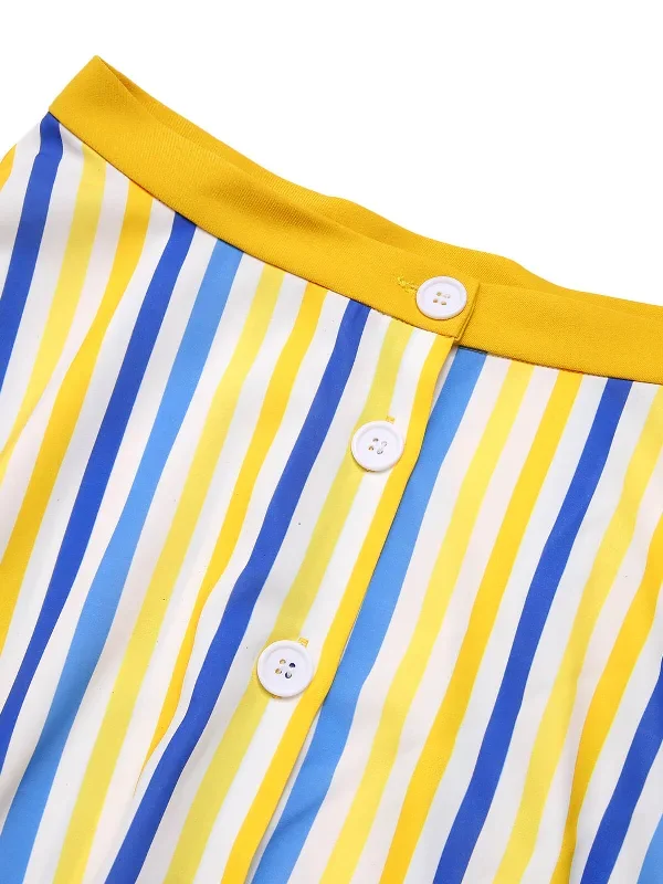 1950s-yellow-white-blue-striped-button-skirt