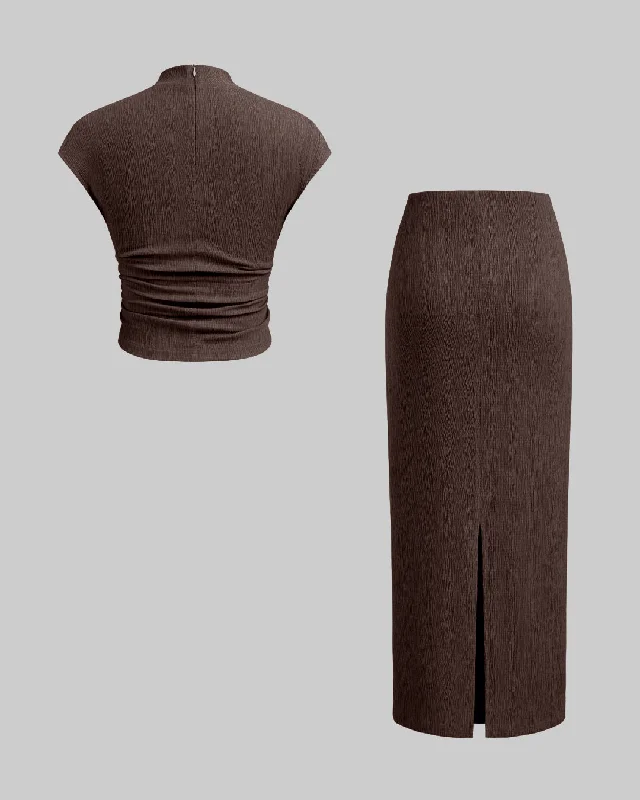 high-neck-ruched-tank-top-mid-rise-split-maxi-skirt-in-chocolate-brown