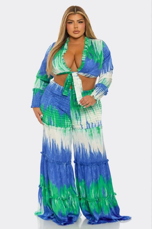 Plus Size Olivia 2 piece Pant Set -Green