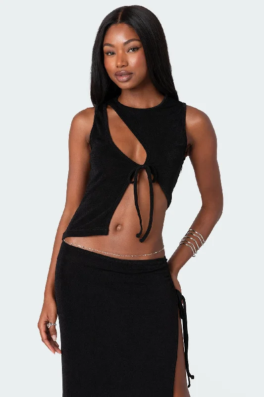 Goldie Asymmetric Cut Out Top