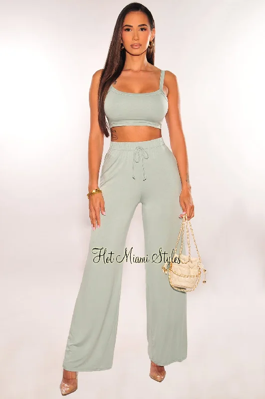 Sage Tank Palazzo Pants Two Piece Set