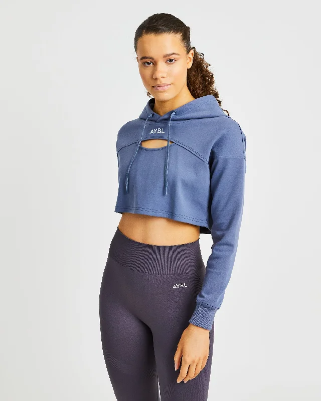 Everyday Cutout Crop Hoodie - Slate Blue