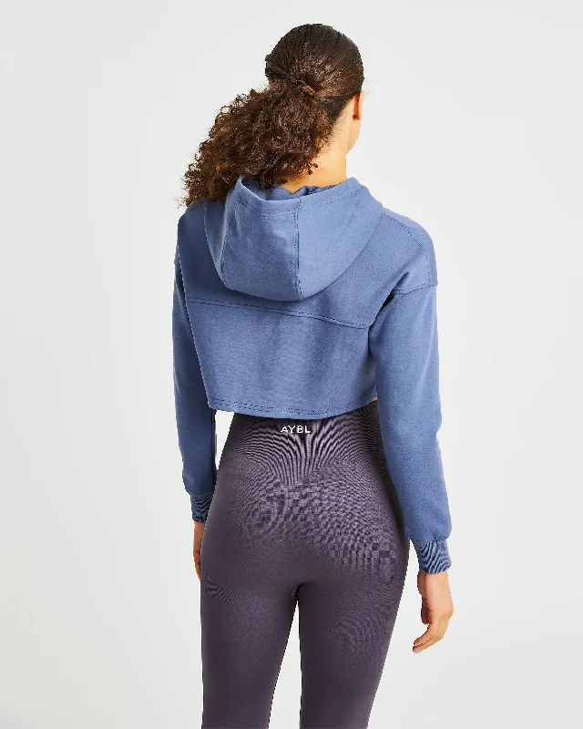 Everyday Cutout Crop Hoodie - Slate Blue