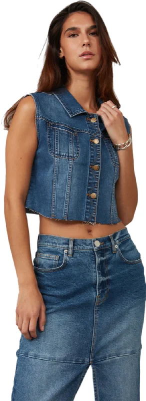 Gabbie Cropped Denim Vest - Women's|-|Veste en jean écourté Gabbie - Femme