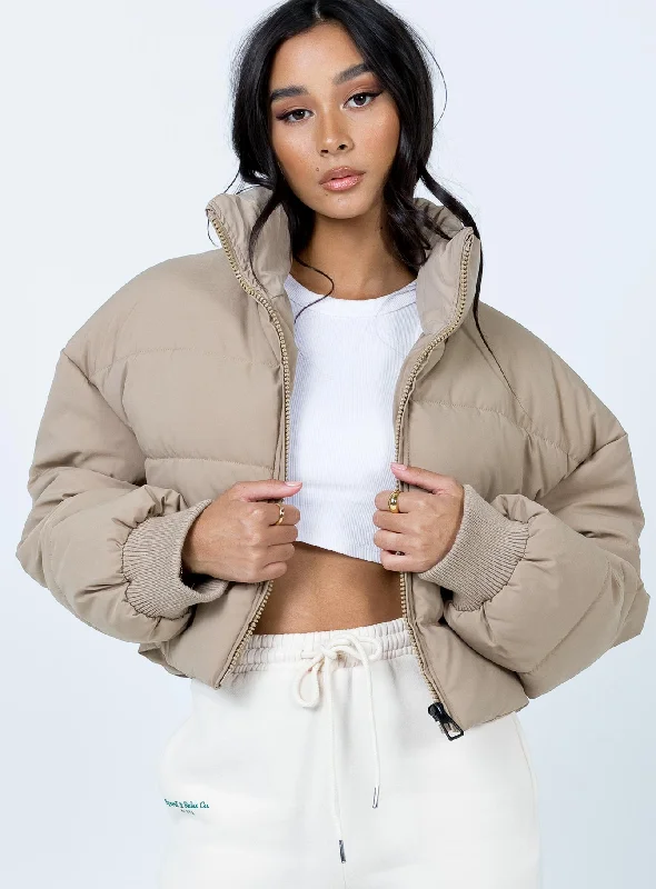 Georgia Cropped Puffer Jacket Beige