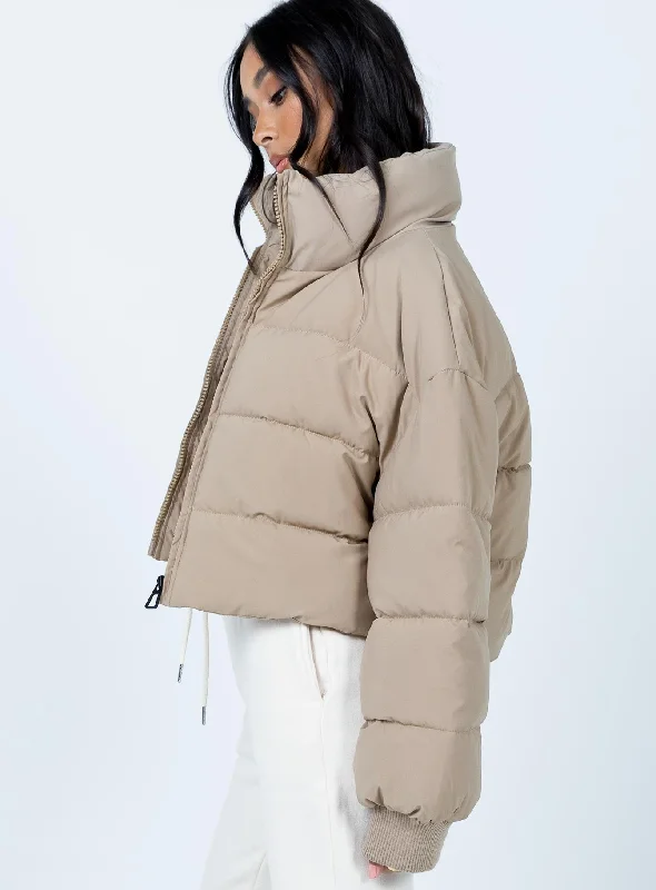 Georgia Cropped Puffer Jacket Beige