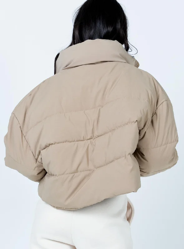 Georgia Cropped Puffer Jacket Beige