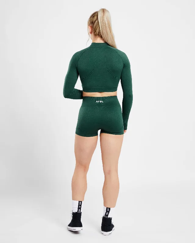 Revive Seamless Crop 1/2 Zip Pullover - Evergreen Marl