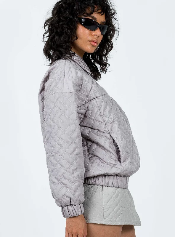 Suffolk Quilted Bomber Jacket Grey