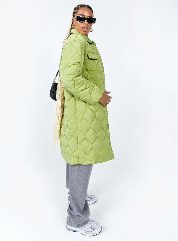 The Bruno Longline Puffer Jacket Green