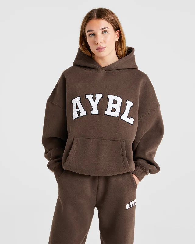 Varsity Oversized Hoodie - Brown