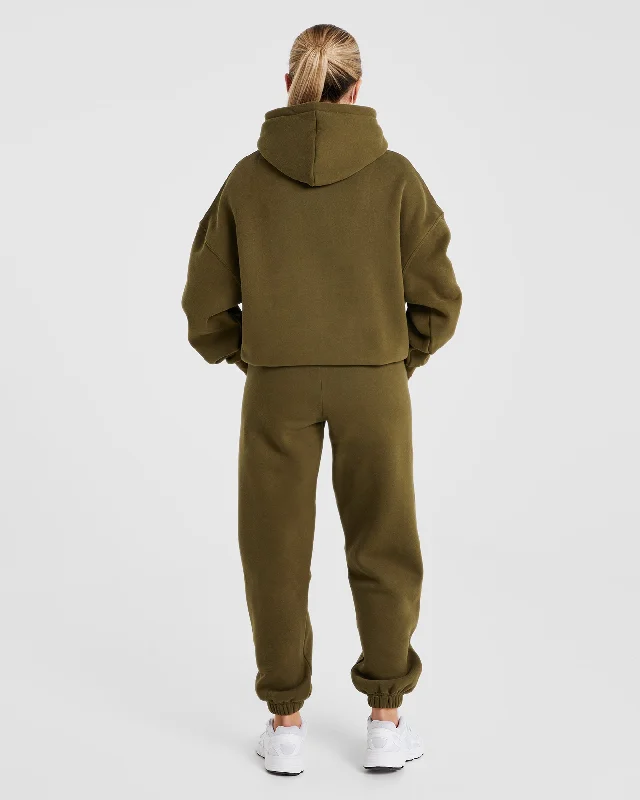 Varsity Oversized Hoodie - Khaki