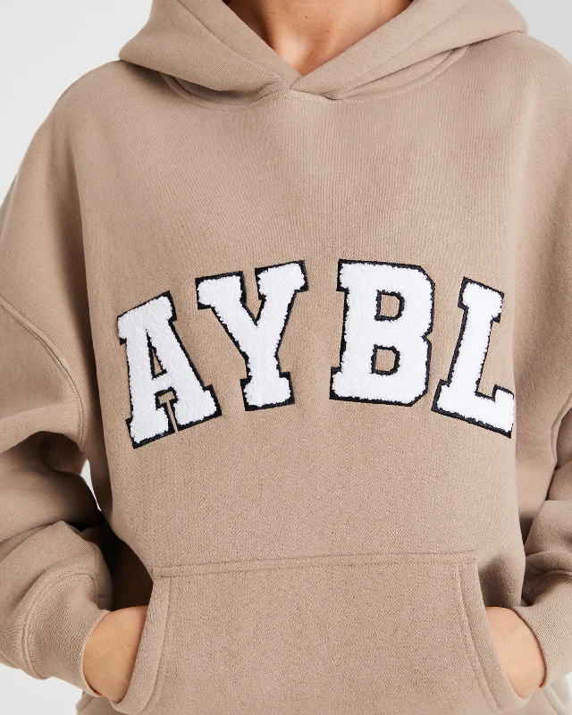 Varsity Oversized Hoodie - Latte Brown