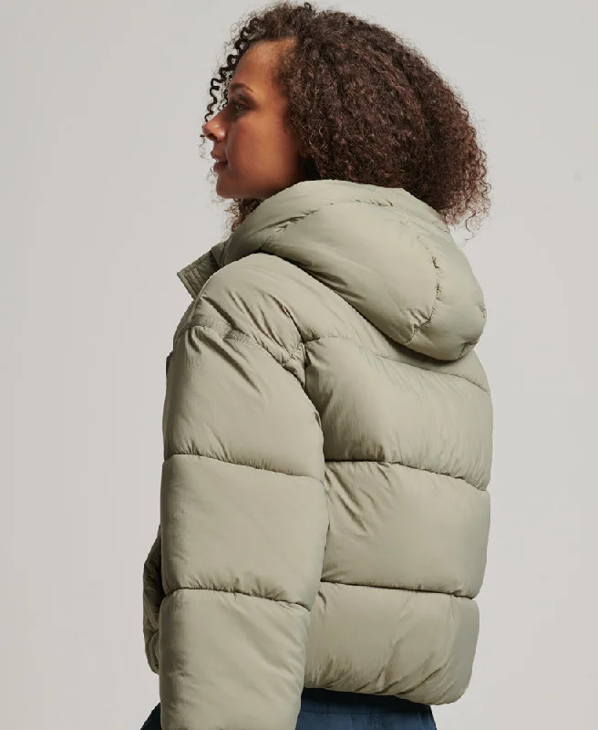 Cropped Cocoon Puffer Jacket | Light Khaki