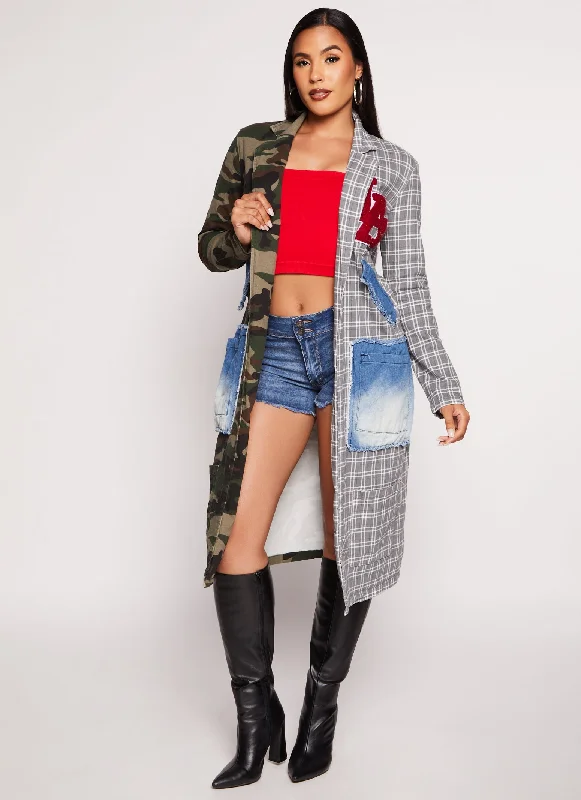 LA Chenille Patch Camo Plaid Duster