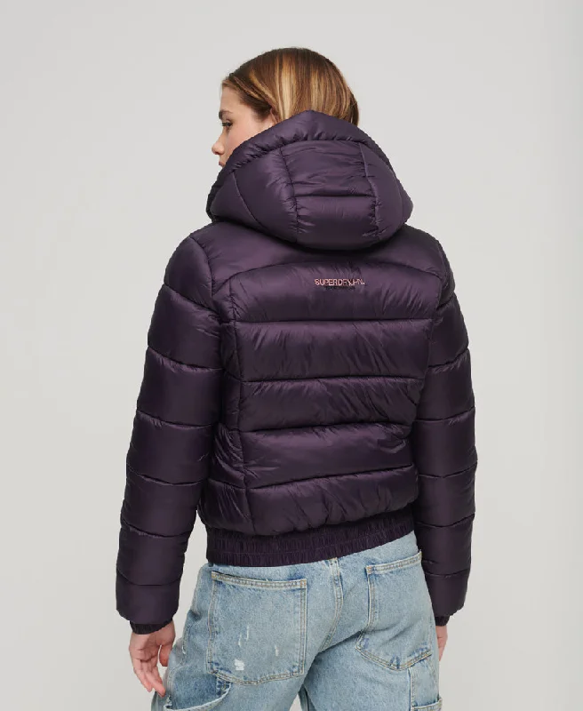 Sports Puffer Bomber Jacket | Nightshade Purple