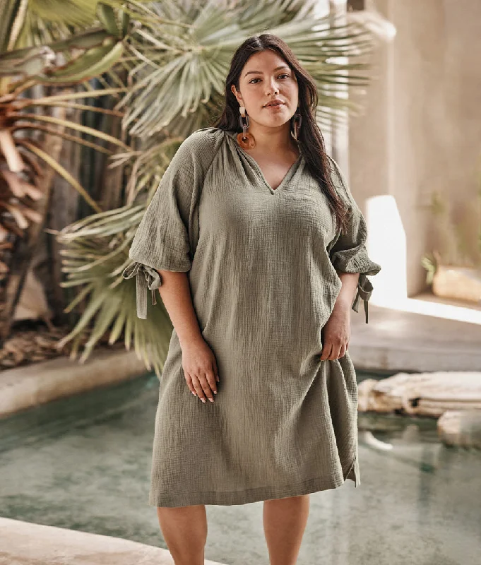 The Going Places Gauze Cover-Up Dress - Agave