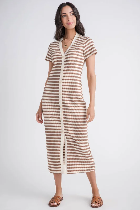 Wishlist Striped Knit Button Front Dress