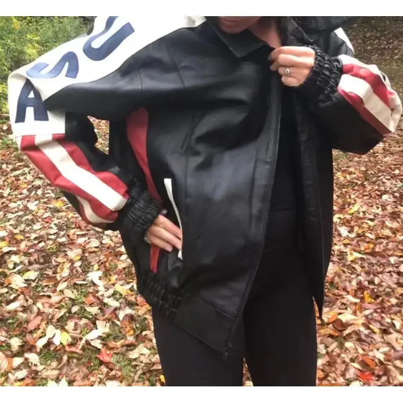 American Flag USA Leather Jacket