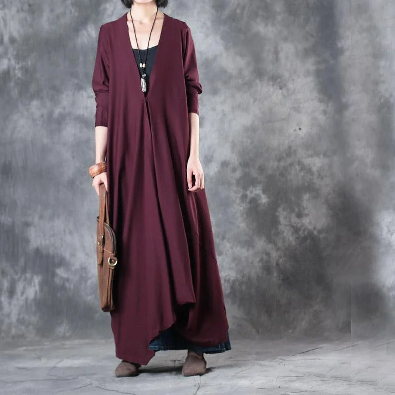 autumn brief trendy cotton coats plus size asymmetric design long trench coats