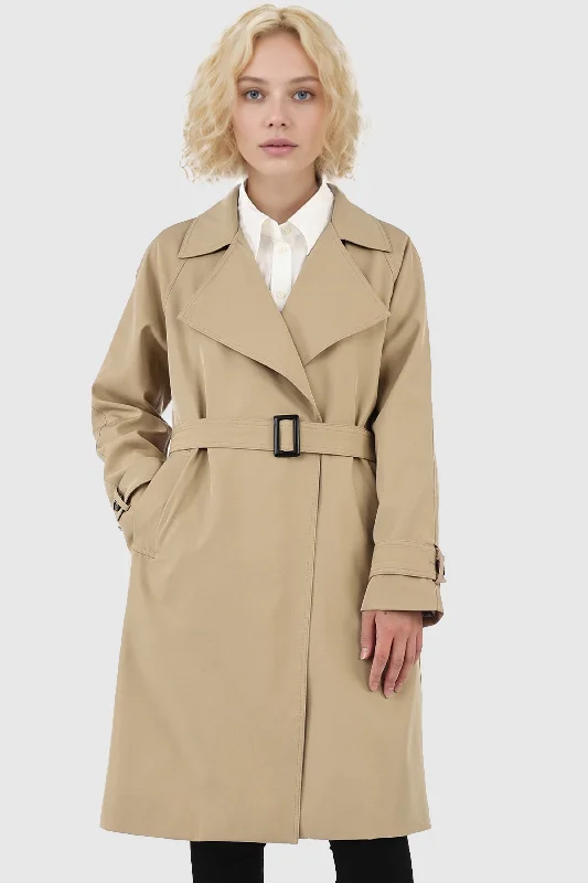 Casual Notched Lapel Trench Coat