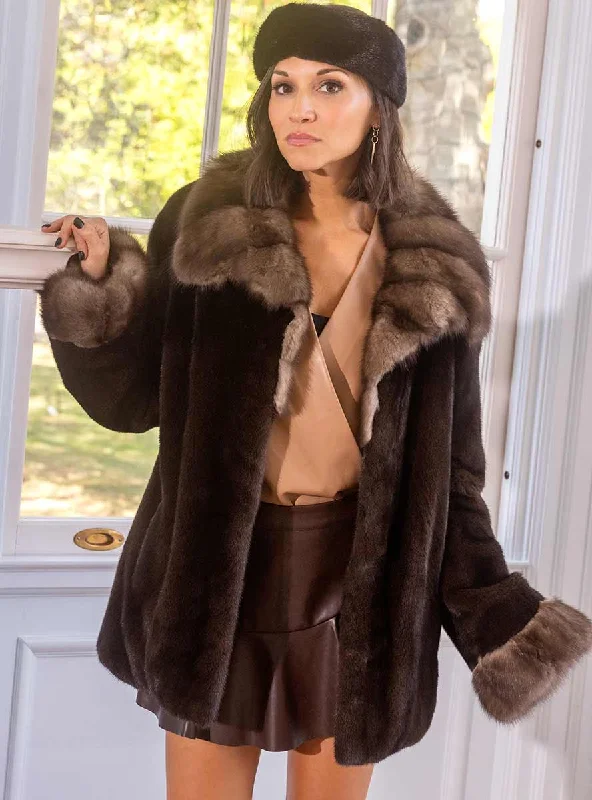 Mink Fur Jacket with Sable Collar and Cuffs