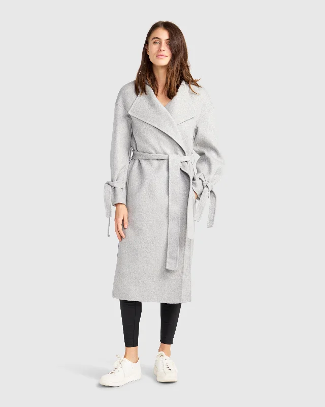 Head Over Heels Collarless Robe Coat - Grey Marle