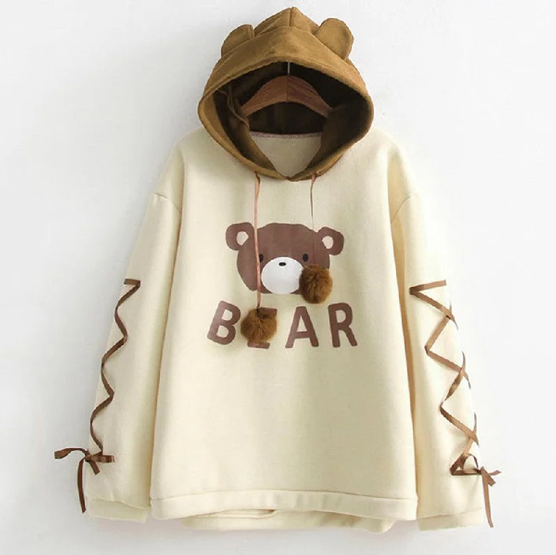 Kawaii A Bear Cap Hoodies Sweatshirt