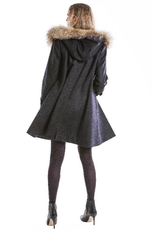 Lascona - Womens Black Loden Wool Coat