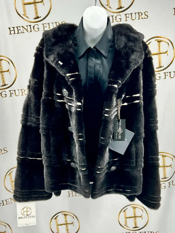 Blackglama Natural Ranch & White Mink Fur Jacket with Hood