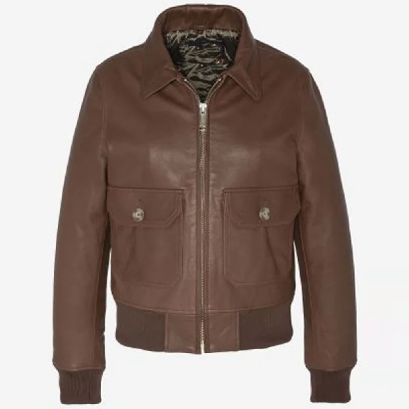 New Sheepskin G-1 Flight Goat Leather Bomber Jacket,