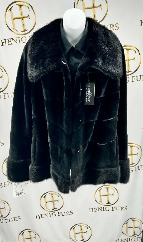 Sheared Mink Fur Jacket with Full Skin Mink Fur Trim