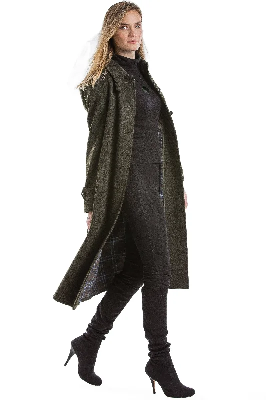 Silvia - Women's Traditional Loden Coat in Green with zip out lining