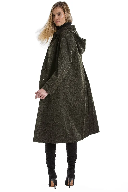 Silvia - Women's Traditional Loden Coat in Green with zip out lining