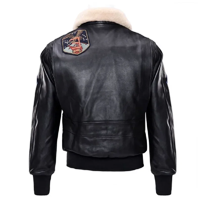 Women Military Black G1 Pilot Style Natural Sheepskin Genuine Leather Jacket