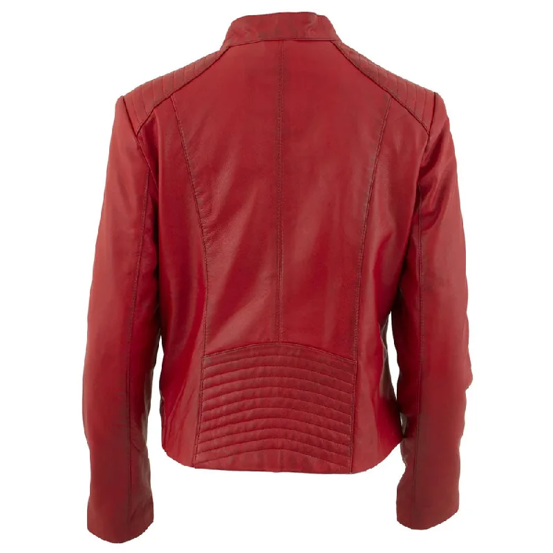 Women Red RAF B3 Lambskin Leather Biker Jacket