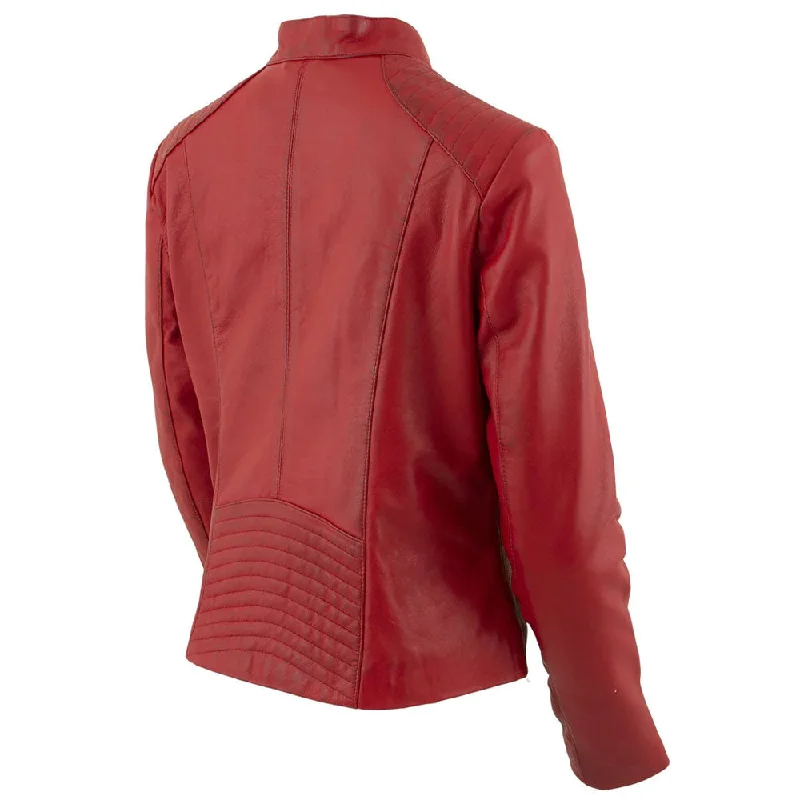 Women Red RAF B3 Lambskin Leather Biker Jacket