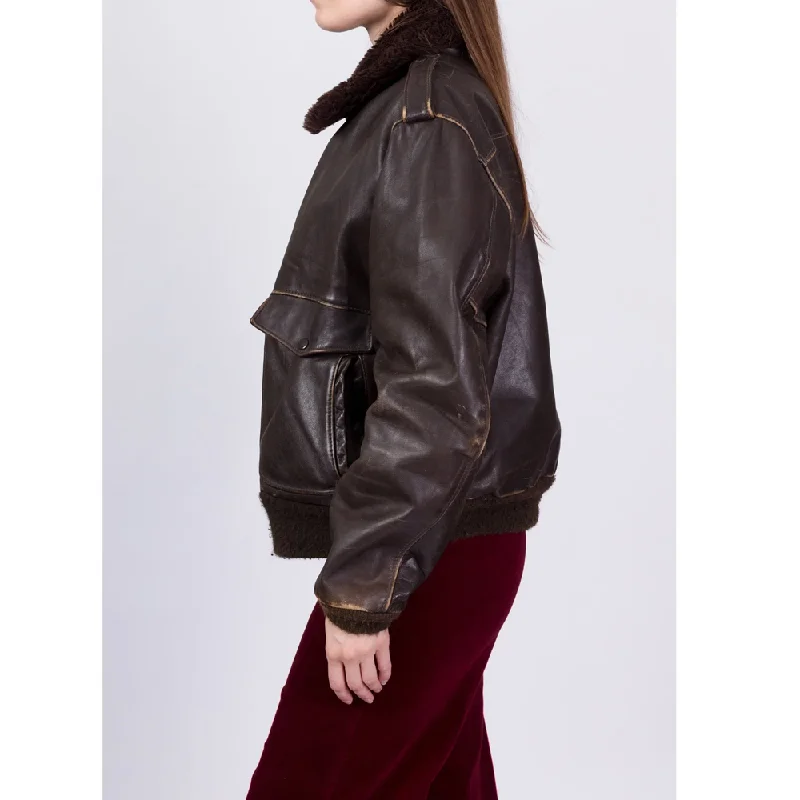 Women's G-1 Brown Sheepskin Leather Bomber Flight Jacket