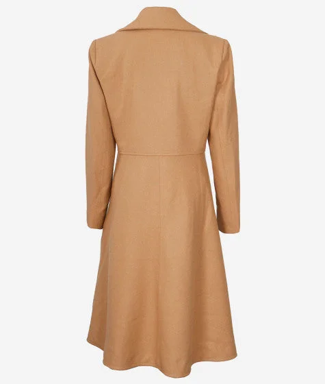 Womens Double Breasted Beige Wool Coat