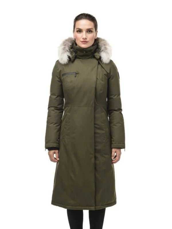 Womens Green Removable Hood Trench Coat