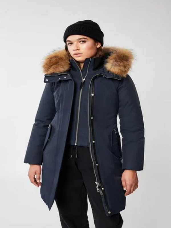 Womens Warm Long Coat With Removable Natural Fur