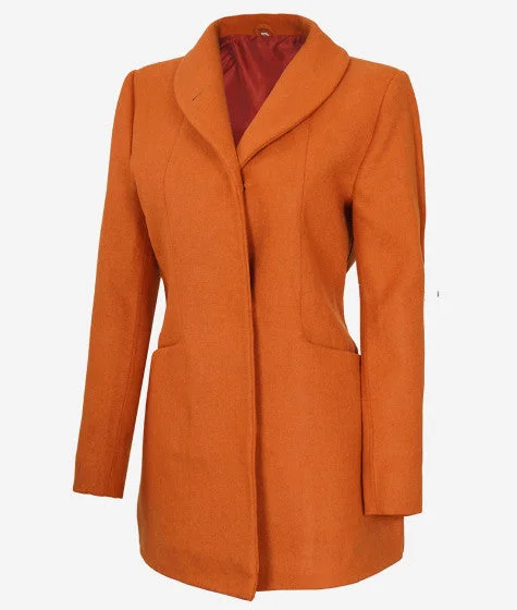 Women's 3/4 Length Rust Wool Coat