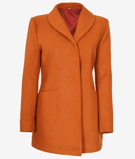 Women's 3/4 Length Rust Wool Coat