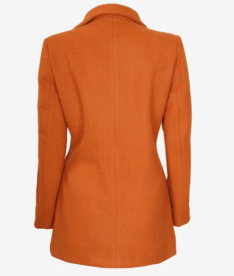 Women's 3/4 Length Rust Wool Coat