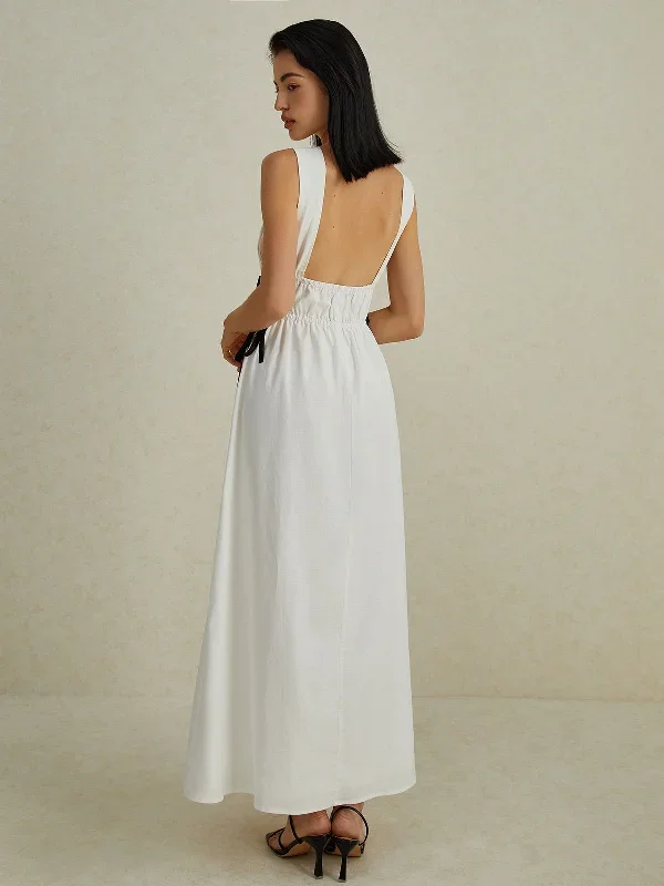 backless-v-neck-drawstring-long-dress