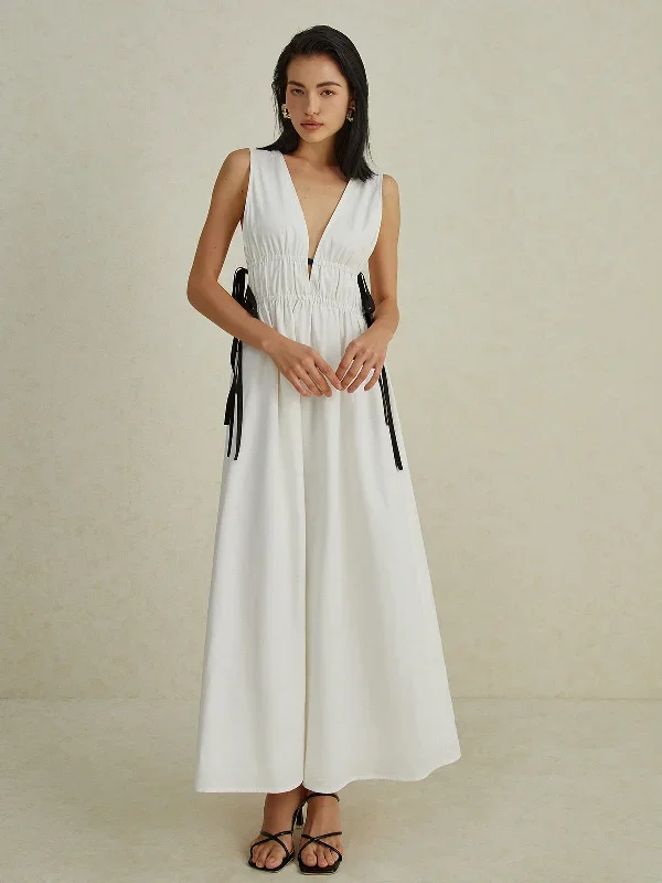 backless-v-neck-drawstring-long-dress