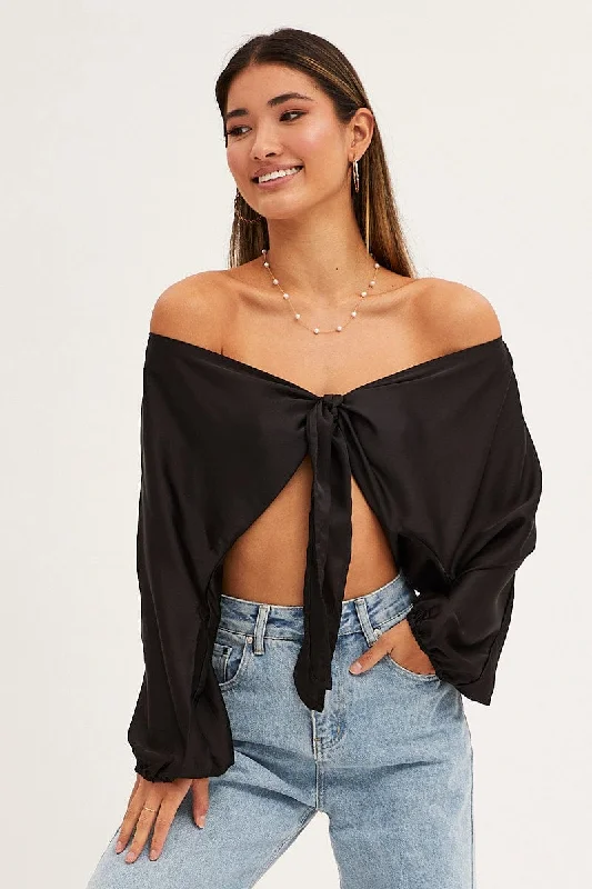 black-bolero-3-4-sleeve-tie-front-crop-satin-oj1036a-36w